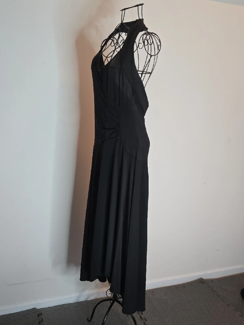 Michael Kors Black Halter Midi Wrap Dress